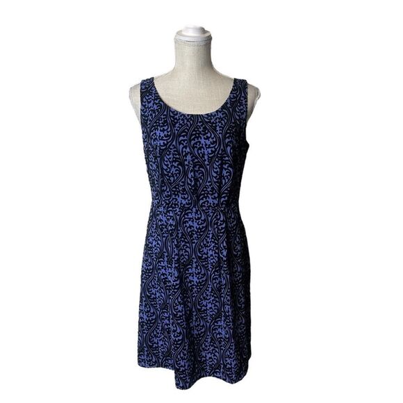 Ann Taylor Loft Factory Periwinkle & Black Velveteen Tapestry Damask Dress - Picture 3 of 15